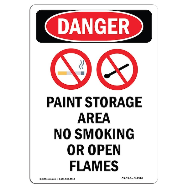 Signmission Safety Sign, OSHA Danger, 5" Height, Paint Storage Area, Portrait OS-DS-D-35-V-1516 - main